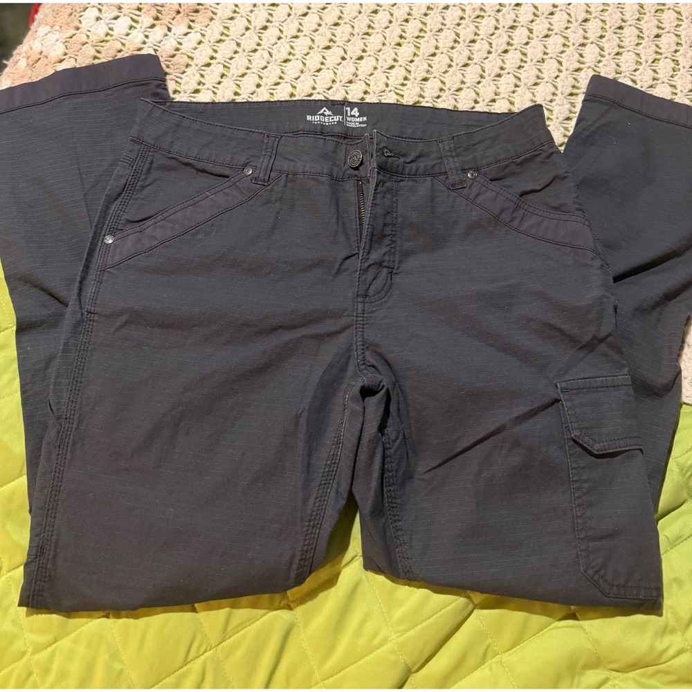 Ridgecut Toughwear Cargo Pants Size 14 Dark Gray Ripstop Workwear